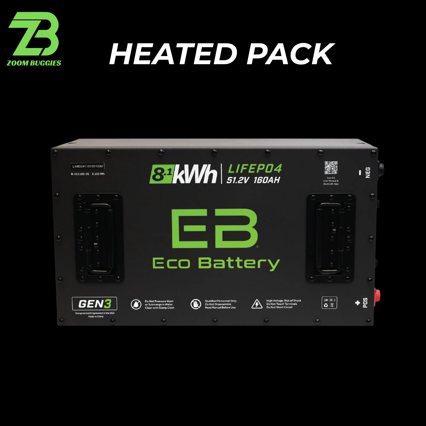 *HEATED* Eco Battery 51V 160AH LiFePO4 Battery A-051160-06-H