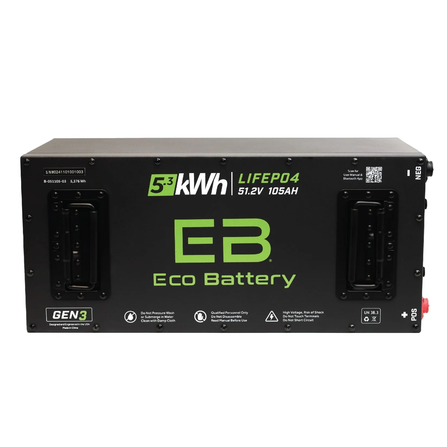 Eco Battery 51V 105Ah Skinny LiFePO4 Battery A-051105-03-H